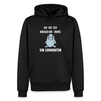 Drôle bébé minimaliste simple petit lamantin - Sweat à capuche Premium bio Homme - noir - Devant - Nico (187cm)