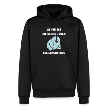 Drôle bébé minimaliste simple petit lamantin - Sweat à capuche Premium bio Homme - noir - Devant - Nico (187cm)