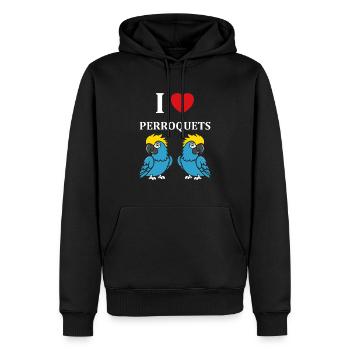 Humour petit perroquet - Sweat à capuche Premium bio Homme - noir - Devant - Nico (187cm)