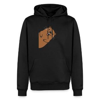 Humour petit castor - Sweat à capuche Premium bio Homme - noir - Devant - Nico (187cm)