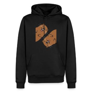 Humour petit castor - Sweat à capuche Premium bio Homme - noir - Devant - Nico (187cm)