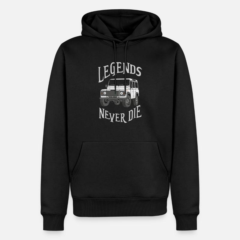 Landy Defender 4x4 Legends never die - Meilleures ventes - Sweat à capuche Premium bio Homme - noir