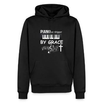 Pianiste chrétien Jésus Pianiste Musicien - Sweat à capuche Premium bio Homme - noir - Devant - Nico (187cm)