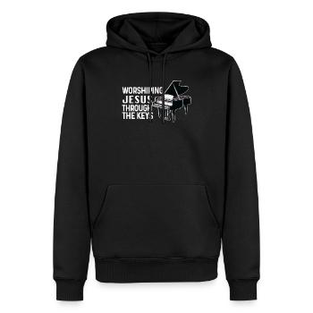 Pianiste chrétien Jésus Pianiste Musicien - Sweat à capuche Premium bio Homme - noir - Devant - Nico (187cm)