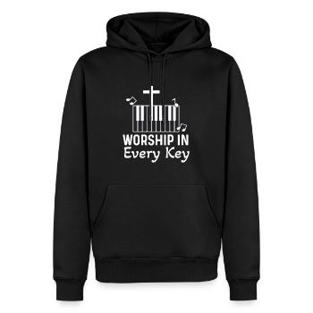 Pianiste chrétien Jésus Pianiste Musicien - Sweat à capuche Premium bio Homme - noir - Devant - Nico (187cm)