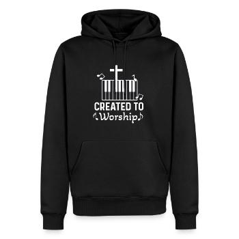 Pianiste chrétien Jésus Pianiste Musicien - Sweat à capuche Premium bio Homme - noir - Devant - Nico (187cm)