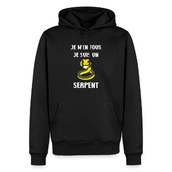 Humour petit serpent - Sweat à capuche Premium bio Homme - noir - Devant - Nico (187cm)