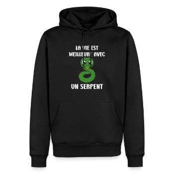 Humour petit serpent - Sweat à capuche Premium bio Homme - noir - Devant - Nico (187cm)