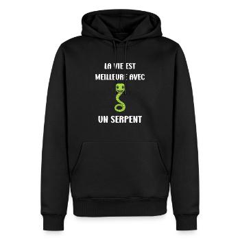 Humour petit serpent - Sweat à capuche Premium bio Homme - noir - Devant - Nico (187cm)