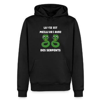 Humour petit serpent - Sweat à capuche Premium bio Homme - noir - Devant - Nico (187cm)