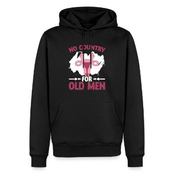 Utérus : « Ce n’est pas un pays pour les vieillards » - Sweat à capuche Premium bio Homme - noir - Devant - Nico (187cm)