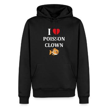 Humour petit poisson clown - Sweat à capuche Premium bio Homme - noir - Devant - Nico (187cm)