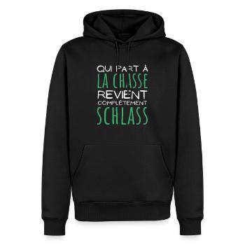 Chasseur qui part à la chasse revient schlass - Sweat à capuche Premium bio Homme - noir - Devant - Nico (187cm)