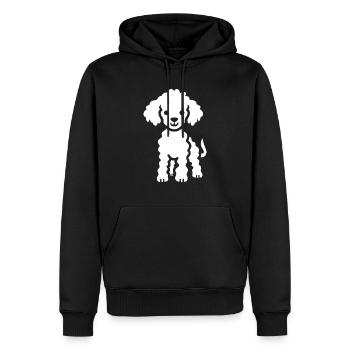 Humour chien petit caniche - Sweat à capuche Premium bio Homme - noir - Devant - Nico (187cm)