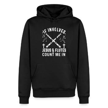 Flûtiste Chrétien Femmes Filles Hommes Flûtiste - Sweat à capuche Premium bio Homme - noir - Devant - Nico (187cm)