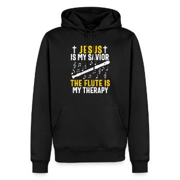 Flûtiste Chrétien Femmes Filles Hommes Flûtiste - Sweat à capuche Premium bio Homme - noir - Devant - Nico (187cm)