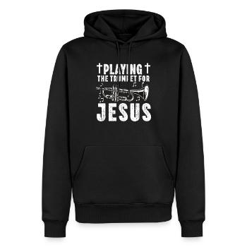 Trompettiste Chrétien Musique Culte Amusant - Sweat à capuche Premium bio Homme - noir - Devant - Nico (187cm)