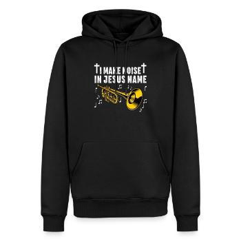 Trompettiste Chrétien Musique Culte Amusant - Sweat à capuche Premium bio Homme - noir - Devant - Nico (187cm)