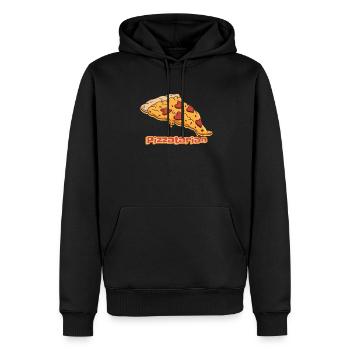 pizza, pizzatarian, pizzaliebhaber, lustiger, spru - Männer Premium Bio Hoodie - Schwarz - Vorne - Nico (187cm)