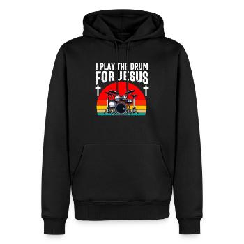 Christlicher Schlagzeuger Schlagzeuger Stick-Männer Jesus - Männer Premium Bio Hoodie - Schwarz - Vorne - Nico (187cm)