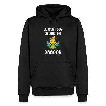 Bébé dragon - Sweat à capuche Premium bio Homme - noir - Devant - Nico (187cm)
