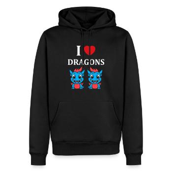 Bébé dragon - Sweat à capuche Premium bio Homme - noir - Devant - Nico (187cm)