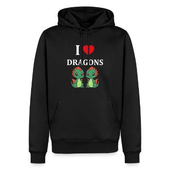 Bébé dragon - Sweat à capuche Premium bio Homme - noir - Devant - Nico (187cm)