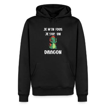 Bébé dragon - Sweat à capuche Premium bio Homme - noir - Devant - Nico (187cm)