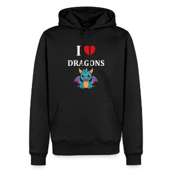 Bébé dragon - Sweat à capuche Premium bio Homme - noir - Devant - Nico (187cm)