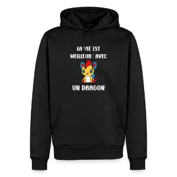Bébé dragon - Sweat à capuche Premium bio Homme - noir - Devant - Nico (187cm)
