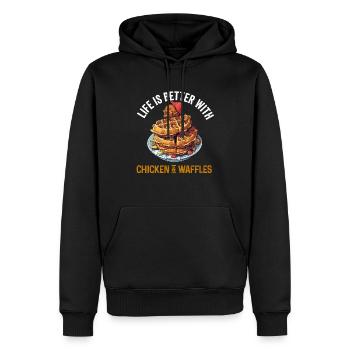 Hühnchen und Waffeln Gebratene Hähnchenflügel Liebhaber - Männer Premium Bio Hoodie - Schwarz - Vorne - Nico (187cm)