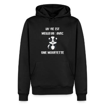 Humour Mouffette - Sweat à capuche Premium bio Homme - noir - Devant - Nico (187cm)