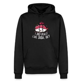 J’aime vraiment les sushis OK 2J’aime vraiment les sushis - Sweat à capuche Premium bio Homme - noir - Devant - Nico (187cm)