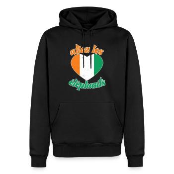 Côte D'ivoire 2024 Maillot Foot Éléphant Drapeau - Sweat à capuche Premium bio Homme - noir - Devant - Nico (187cm)