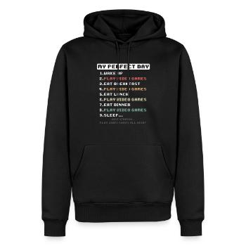 Vêtements de jeu Perfect Day - Vintage Gamer pour - Sweat à capuche Premium bio Homme - noir - Devant - Nico (187cm)