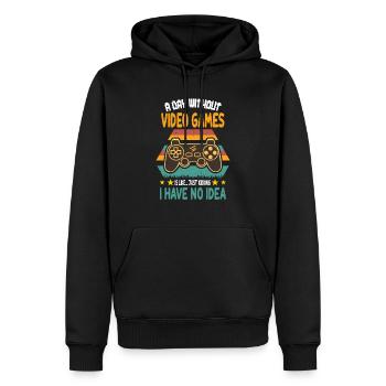 A Day Without Video Games Is Like - Funny Gamer - Men’s Premium Organic Hoodie - black - Front - Nico (187cm)