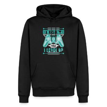 I DON’T AGE I LEVEL UP - Gaming Gift - Men’s Premium Organic Hoodie - black - Front - Nico (187cm)