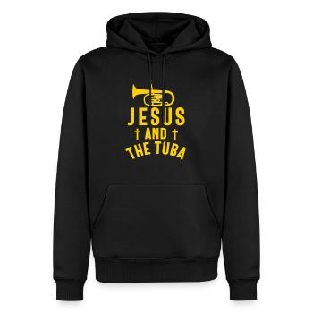 Joueur de tuba hommes femmes fanfare tubiste en laiton - Sweat à capuche Premium bio Homme - noir - Devant - Nico (187cm)