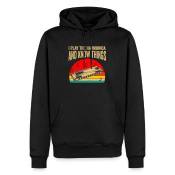 Mundharmonikaspieler für Männer Frauen Lustiger Harmoniker - Männer Premium Bio Hoodie - Schwarz - Vorne - Nico (187cm)