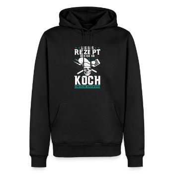 Chef disant mettre la recette à l’écart du cadeau de cuisinier à domicile - Sweat à capuche Premium bio Homme - noir - Devant - Nico (187cm)