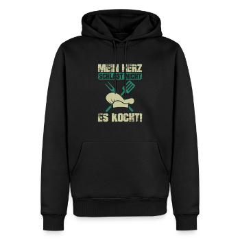 Koch Mein Herz kocht Chefkoch Hobbykoch Geschenk - Männer Premium Bio Hoodie - Schwarz - Vorne - Nico (187cm)