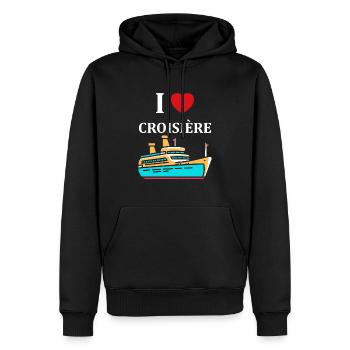 I love Croisière - Sweat à capuche Premium bio Homme - noir - Devant - Nico (187cm)