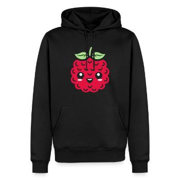 Himbeere - Männer Premium Bio Hoodie - Schwarz - Vorne - Nico (187cm)