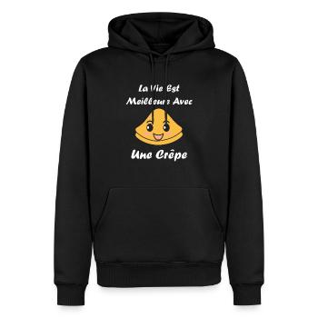 Crêpes Bretagne humour crêpe - Sweat à capuche Premium bio Homme - noir - Devant - Nico (187cm)
