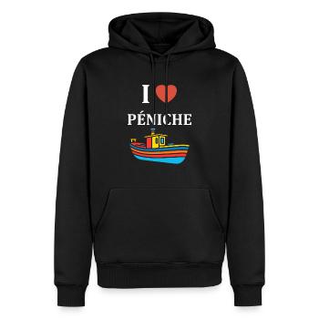 Bateau humour péniche - Sweat à capuche Premium bio Homme - noir - Devant - Nico (187cm)