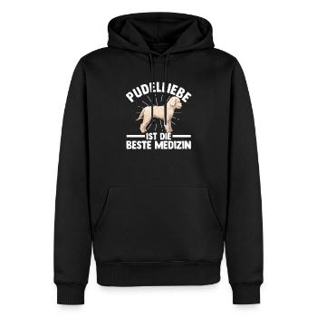 Hund Pudel - Männer Premium Bio Hoodie - Schwarz - Vorne - Nico (187cm)