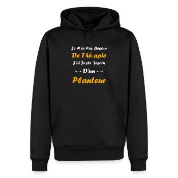 Humour punch planteur - Sweat à capuche Premium bio Homme - noir - Devant - Nico (187cm)