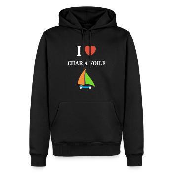 Humour Char à voile - Sweat à capuche Premium bio Homme - noir - Devant - Nico (187cm)