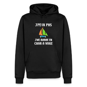 Humour Char à voile - Sweat à capuche Premium bio Homme - noir - Devant - Nico (187cm)