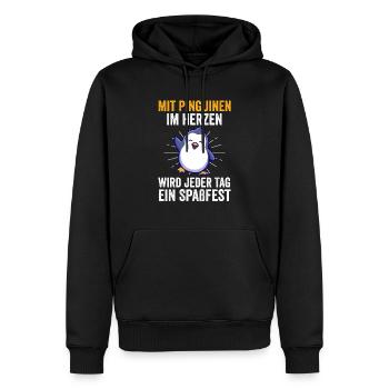 Süße Pinguin - Männer Premium Bio Hoodie - Schwarz - Vorne - Nico (187cm)